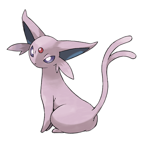 An Espeon standing in for the shop owner's photograph